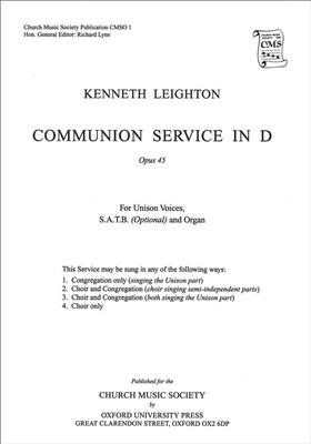 Kenneth Leighton: Communion Service in D Op. 45: Gemischter Chor mit Begleitung