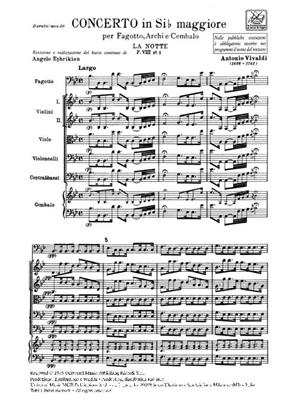 Antonio Vivaldi: Concerto per Fagotto, Archi e BC in Sib Rv 501: Fagott mit Begleitung