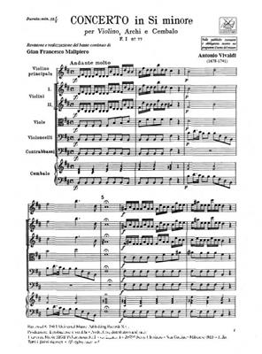 Antonio Vivaldi: Concerto per Violino, Archi e BC: In Si Min Rv 390: Streichensemble