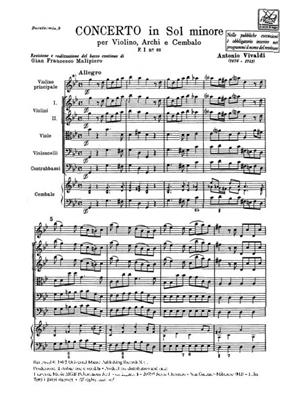 Antonio Vivaldi: Concerto g-minor RV 328 Violino-Archi-Cembalo: Streichorchester mit Solo