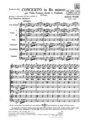 Antonio Vivaldi: Concerto Per Viola D'Amore, Archi E B.C. In Re Min: Kammerorchester