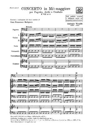 Antonio Vivaldi: Concerto per Fagotto, Archi e BC in Mi Min Rv 483: Fagott mit Begleitung