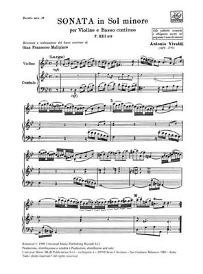Antonio Vivaldi: Sonata in Sol Min RV 28 per Violino e BC: Violine mit Begleitung