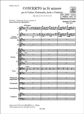 Antonio Vivaldi: Concerto In Si Minore Op. III N. 10 RV 580: Violinensemble