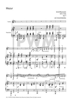 Emil Mlynarski: Mazurka in G major, Op. 7: Violine mit Begleitung