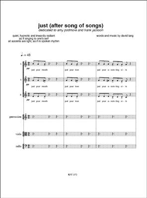 David Lang: Just (After Song of Songs): Frauenchor mit Ensemble