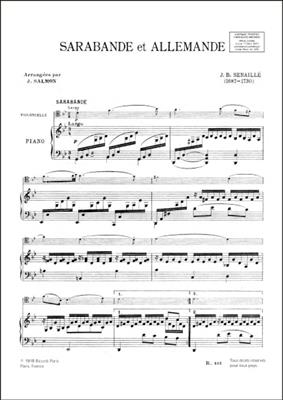 Jean-Baptiste Senaillé: Sarabande Et Allemande Violoncelle Et Piano: Cello Solo
