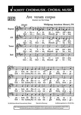 Wolfgang Amadeus Mozart: Ave verum corpus KV 618: Gemischter Chor mit Klavier/Orgel
