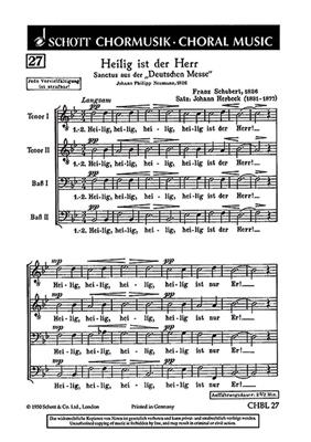 Franz Schubert: Sanctus: (Arr. Johann Herbeck): Männerchor mit Begleitung