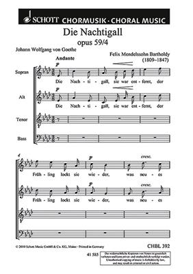Felix Mendelssohn Bartholdy: Die Nachtigall op. 59/4: Gemischter Chor mit Begleitung