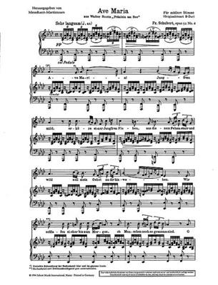 Franz Schubert: Ave Maria Opus 52/6: Gesang mit Klavier