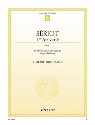 Charles Auguste de Bériot: Arie Varie 1 D: (Arr. August Pollitzer): Violine mit Begleitung