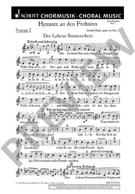 Josef Haas: Hymnen an den Frohsinn op. 73: Frauenchor mit Klavier/Orgel