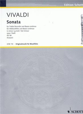 Antonio Vivaldi: Sonata in G minor Op 13a/6: Altblockflöte mit Begleitung
