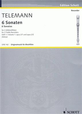 Georg Philipp Telemann: Six Sonatas for Two Treble Recorders, Volume 1: Blockflöte Duett