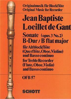 Jean-Baptiste Loeillet: Sonate B Op.3/2: (Arr. Bernd Boie): Altblockflöte mit Begleitung