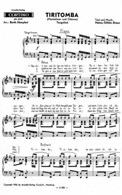 Henze: Tiritomba (Mandolinen und Gitarren): (Arr. Braun): Gesang mit Klavier