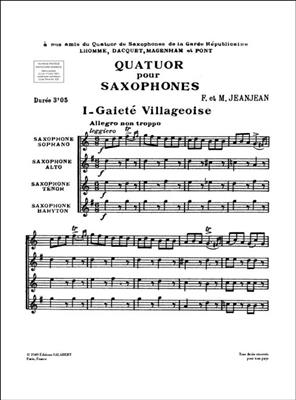 F. Jeanjean: Quatuor Pour Saxophones Partition Et Parties: Saxophon Ensemble