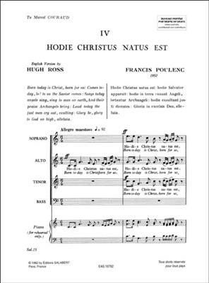 Francis Poulenc: Hodie Christus Natus Est: Gemischter Chor A cappella