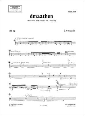 Iannis Xenakis: Dmaathen Hautbois Et Percussion Materiel: Oboe mit Begleitung