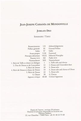 Jean-Joseph Mondonville: Jubilate Deo: Gemischter Chor mit Ensemble