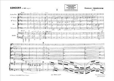 Ernest Chausson: Concert Re Op.21 Partition Avec Piano: Kammerensemble