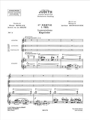 Arthur Honegger: Judith, H 57C: Gesang mit Klavier