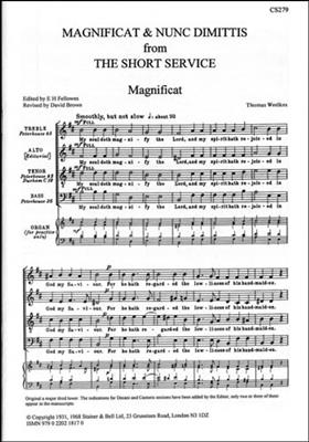 Thomas Weelkes: Magnificat and Nunc Dimittis The Short Service: Gemischter Chor mit Begleitung