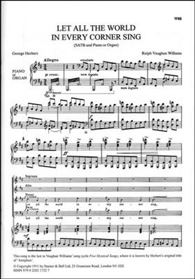 Ralph Vaughan Williams: Let All The World In Every Corner Sing: Gemischter Chor mit Klavier/Orgel