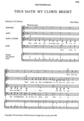 Thus Saith My Cloris Bright: Gemischter Chor mit Begleitung