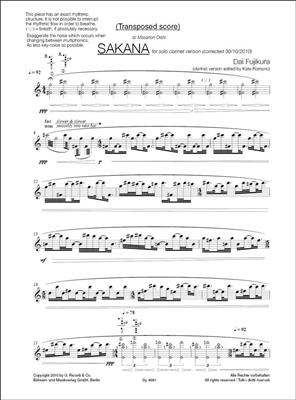 Dai Fujikura: Sakana - Clarinet Version (2007): Klarinette Solo