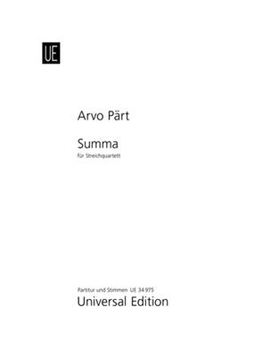 Arvo Pärt: Summa: Streichquartett