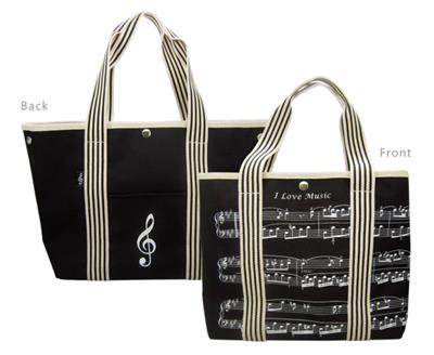 Canvas Tote Bag with Sheet Music Design
