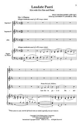 Felix Mendelssohn Bartholdy: Laudate Pueri: Frauenchor mit Klavier/Orgel